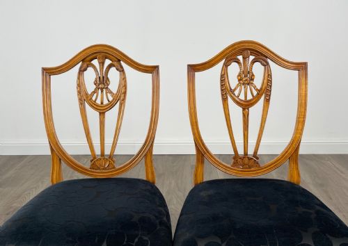 ANTIQUE 20TH CENTURY SET OF 10 HEPPLEWHITE SHIELD BACK DINING CHAIRS - ADDITIONAL PHOTO 8