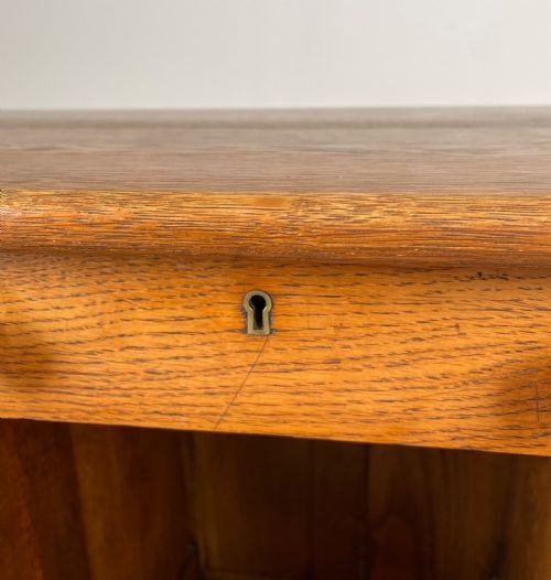 ANTIQUE 19TH CENTURY PEDESTAL DESK IN OAK - ADDITIONAL PHOTO 7