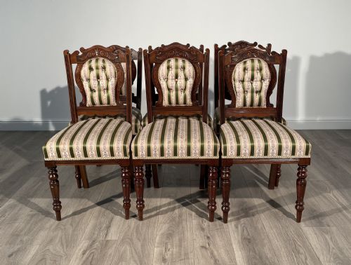 antique set of 6 edwardian dining chairs in oak - CATEGORY: ANTIQUE CHAIRS - DATED EDWARDIAN