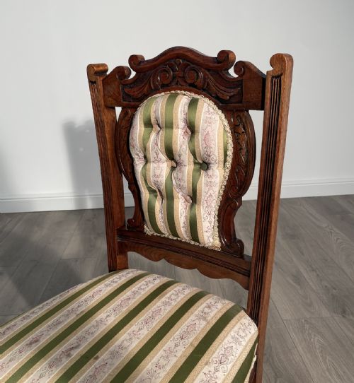 ANTIQUE SET OF 6 EDWARDIAN DINING CHAIRS IN OAK - ADDITIONAL PHOTO 5