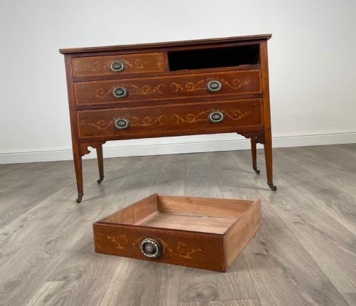 ANTIQUE 19TH CENTURY INLAID CHEST OF DRAWERS IN MAHOGANY - ADDITIONAL PHOTO 2