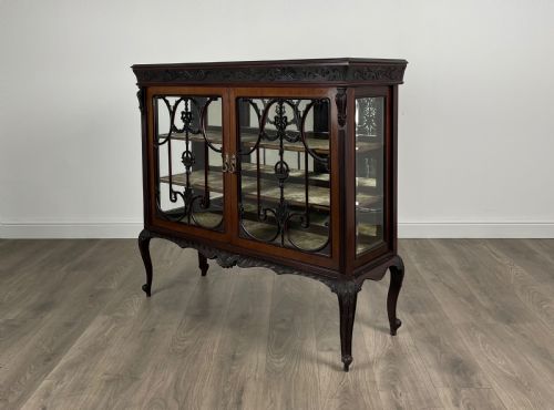 ANTIQUE 19TH CENTURY DISPLAY CABINET IN MAHOGANY - ADDITIONAL PHOTO 1