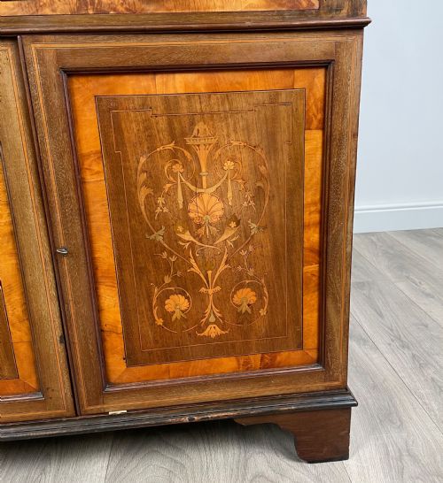 ANTIQUE 19TH CENTURY INLAID BUREAU BOOKCASE IN MAHOGANY - ADDITIONAL PHOTO 18