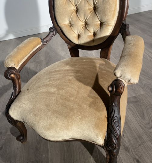 ANTIQUE 19TH CENTURY SPOON BACK ARMCHAIR IN MAHOGANY - ADDITIONAL PHOTO 5