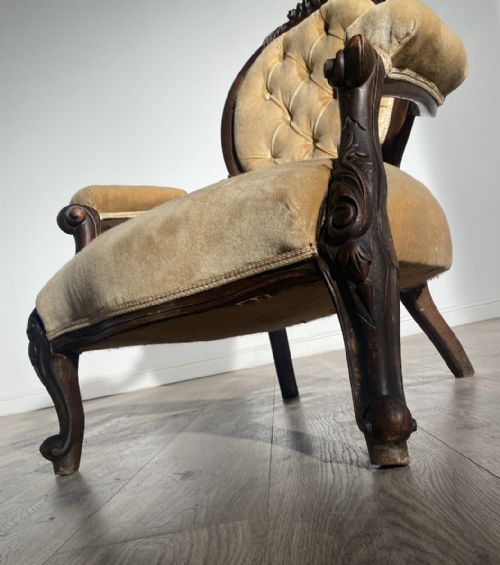 ANTIQUE 19TH CENTURY SPOON BACK ARMCHAIR IN MAHOGANY - ADDITIONAL PHOTO 11