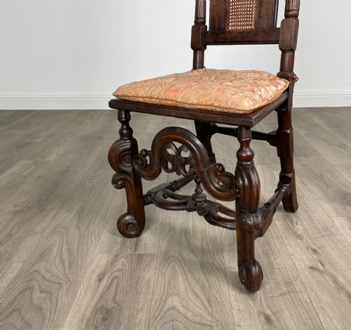 ANTIQUE 17TH CENTURY OAK BEDROOM CHAIR HALL CHAIR - ADDITIONAL PHOTO 2