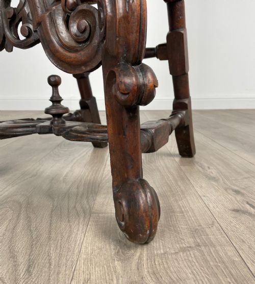 ANTIQUE 17TH CENTURY OAK BEDROOM CHAIR HALL CHAIR - ADDITIONAL PHOTO 4
