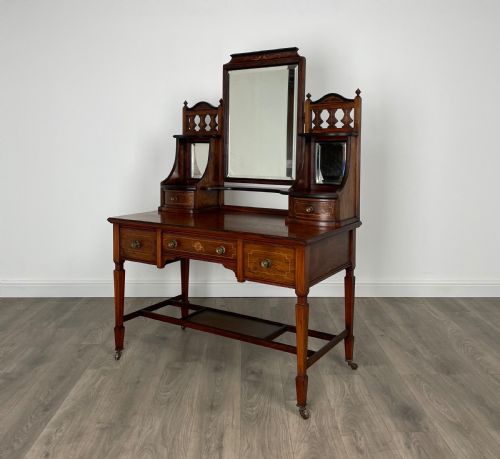ANTIQUE 19TH CENTURY INLAID ROSEWOOD DRESSING TABLE - ADDITIONAL PHOTO 7