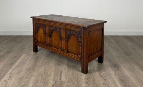 ANTIQUE 20TH CENTURY BLANKET BOX COFFER IN OAK - ADDITIONAL PHOTO 3