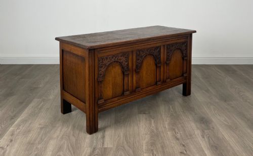 ANTIQUE 20TH CENTURY BLANKET BOX COFFER IN OAK - ADDITIONAL PHOTO 5