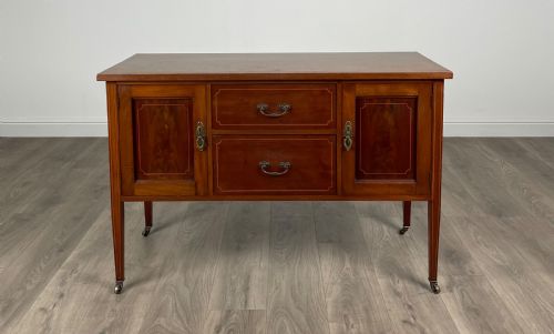 edwardian inlaid sideboard cupboard in mahogany - CATEGORY: ANTIQUE SIDEBOARDS - DATED EDWARDIAN