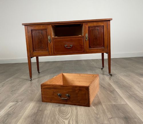 EDWARDIAN INLAID SIDEBOARD CUPBOARD IN MAHOGANY - ADDITIONAL PHOTO 2