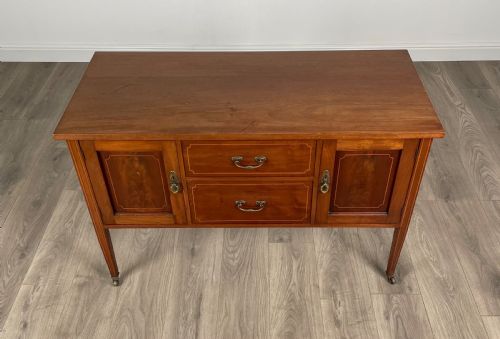 EDWARDIAN INLAID SIDEBOARD CUPBOARD IN MAHOGANY - ADDITIONAL PHOTO 9