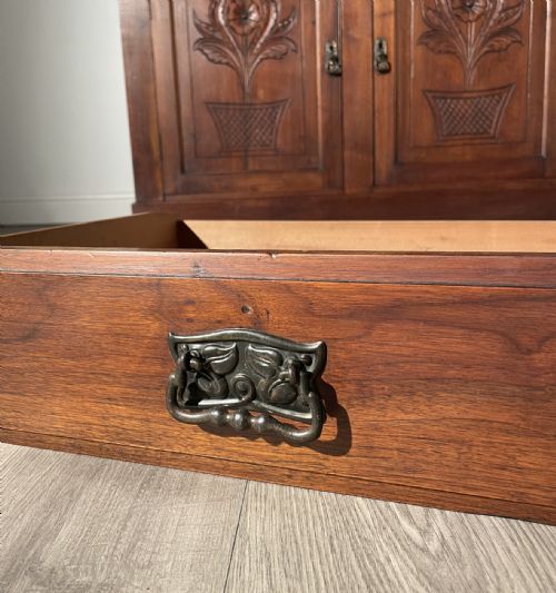 ANTIQUE 20TH CENTURY BOOKCASE ON CUPBOARD IN WALNUT - ADDITIONAL PHOTO 3