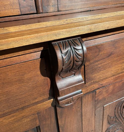 ANTIQUE 20TH CENTURY BOOKCASE ON CUPBOARD IN WALNUT - ADDITIONAL PHOTO 5