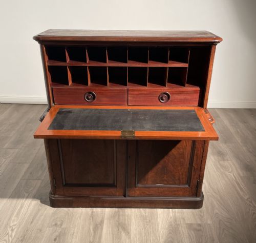ANTIQUE VICTORIAN SECRETAIRE PIGEON HOLE IN MAHOGANY - ADDITIONAL PHOTO 1