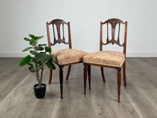 antique pair of 19th century inlaid rosewood bedroom chair's hall chair's - CATEGORY: ANTIQUE CHAIRS - DATED 19TH CENTURY