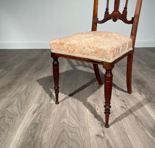 ANTIQUE PAIR OF 19TH CENTURY INLAID ROSEWOOD BEDROOM CHAIR'S HALL CHAIR'S - ADDITIONAL PHOTO 2
