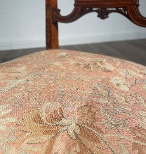ANTIQUE PAIR OF 19TH CENTURY INLAID ROSEWOOD BEDROOM CHAIR'S HALL CHAIR'S - ADDITIONAL PHOTO 7