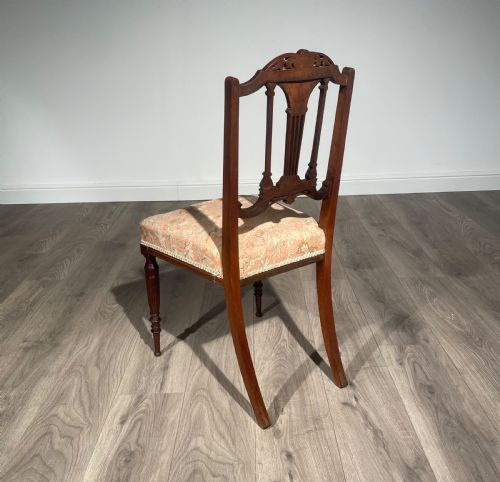 ANTIQUE PAIR OF 19TH CENTURY INLAID ROSEWOOD BEDROOM CHAIR'S HALL CHAIR'S - ADDITIONAL PHOTO 8
