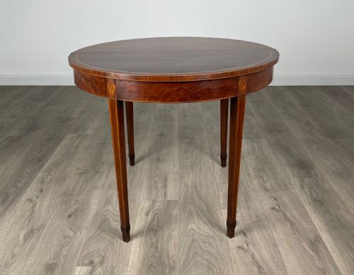 ANTIQUE 19TH CENTURY ROUND INLAID TEA TABLE IN MAHOGANY - ADDITIONAL PHOTO 4