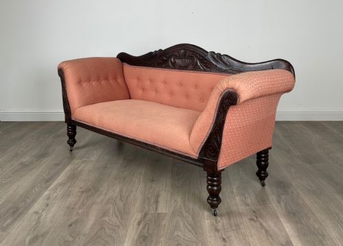 ANTIQUE 20TH CENTURY SETTEE CHAISE LOUNGE IN MAHOGANY - ADDITIONAL PHOTO 1
