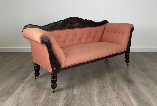 ANTIQUE 20TH CENTURY SETTEE CHAISE LOUNGE IN MAHOGANY - ADDITIONAL PHOTO 7