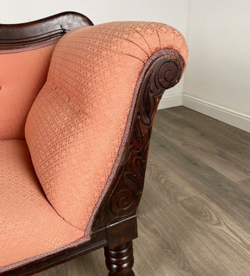 ANTIQUE 20TH CENTURY SETTEE CHAISE LOUNGE IN MAHOGANY - ADDITIONAL PHOTO 12