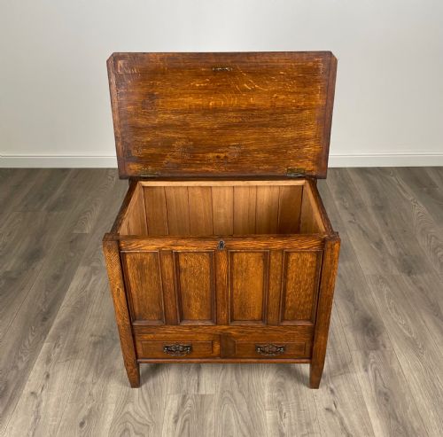 ANTIQUE 20TH CENTURY BLANKET BOX COFFER IN OAK - ADDITIONAL PHOTO 9