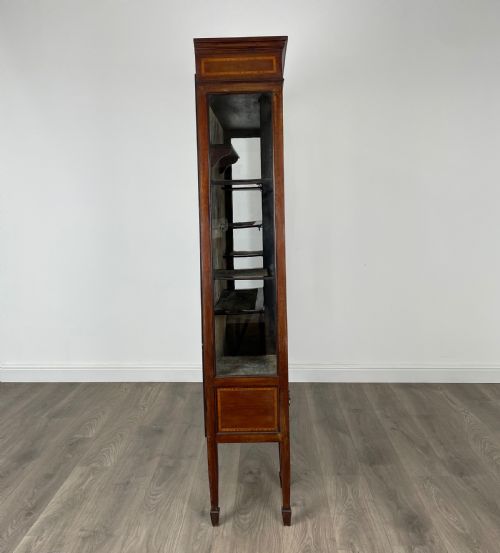 ANTIQUE 19TH CENTURY INLAID DISPLAY CABINET IN MAHOGANY - ADDITIONAL PHOTO 8