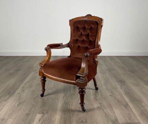 ANTIQUE PAIR OF 19TH CENTURY ARMCHAIRS IN WALNUT - ADDITIONAL PHOTO 1