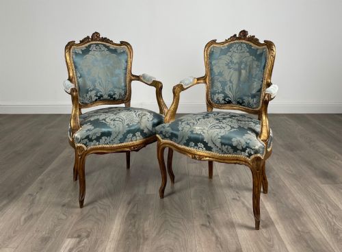 antique 19th century pair of gilded french armchairs - CATEGORY: ANTIQUE CHAIRS - DATED 19TH CENTURY