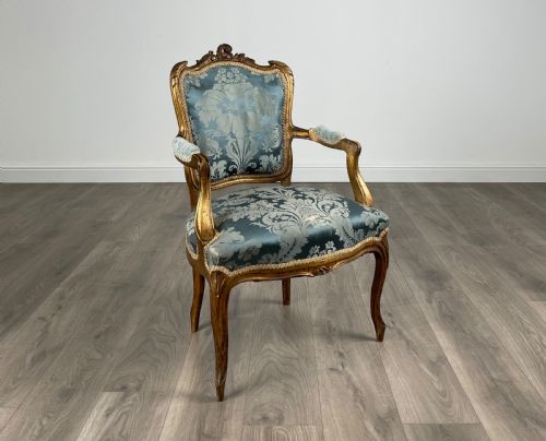 ANTIQUE 19TH CENTURY PAIR OF GILDED FRENCH ARMCHAIRS - ADDITIONAL PHOTO 7