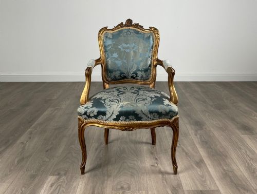 ANTIQUE 19TH CENTURY PAIR OF GILDED FRENCH ARMCHAIRS - ADDITIONAL PHOTO 8