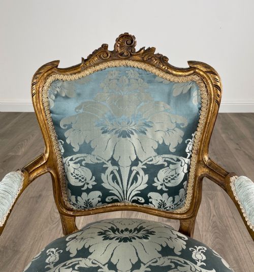 ANTIQUE 19TH CENTURY PAIR OF GILDED FRENCH ARMCHAIRS - ADDITIONAL PHOTO 9