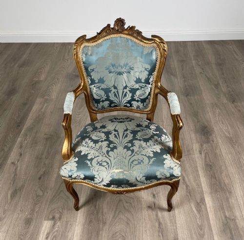ANTIQUE 19TH CENTURY PAIR OF GILDED FRENCH ARMCHAIRS - ADDITIONAL PHOTO 12