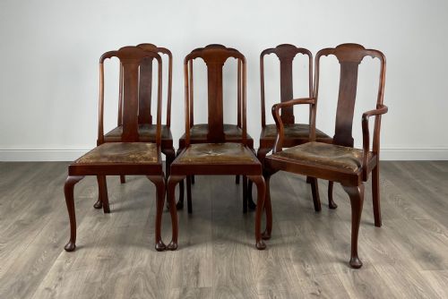 antique 20th century set of 6 dining chairs in mahogany - CATEGORY: ANTIQUE CHAIRS - DATED EDWARDIAN