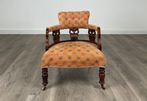 ANTIQUE 19TH CENTURY TUB CHAIR ARMCHAIR IN MAHOGANY - ADDITIONAL PHOTO 4