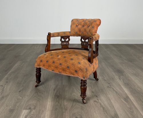 ANTIQUE 19TH CENTURY TUB CHAIR ARMCHAIR IN MAHOGANY - ADDITIONAL PHOTO 9