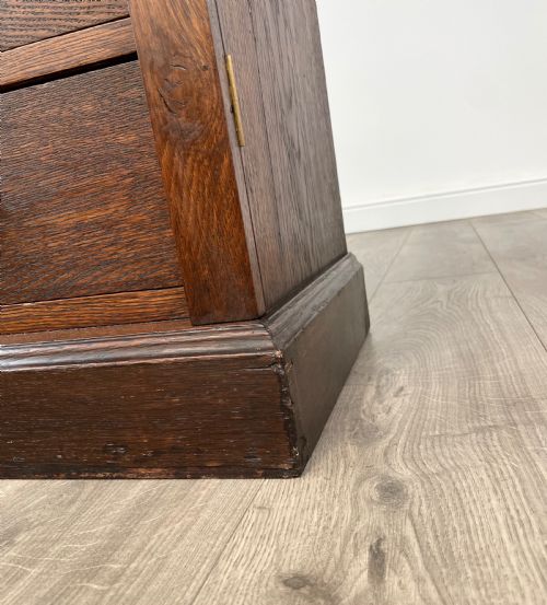 ANTIQUE EDWARDIAN WELLINGTON CHEST OF DRAWERS IN OAK - ADDITIONAL PHOTO 13