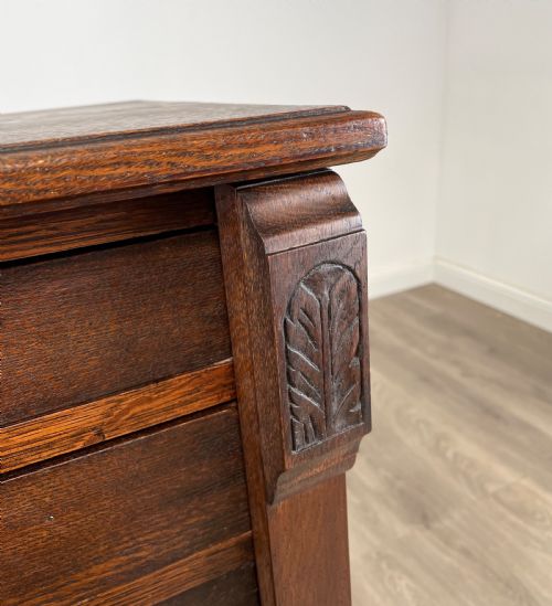 ANTIQUE EDWARDIAN WELLINGTON CHEST OF DRAWERS IN OAK - ADDITIONAL PHOTO 15