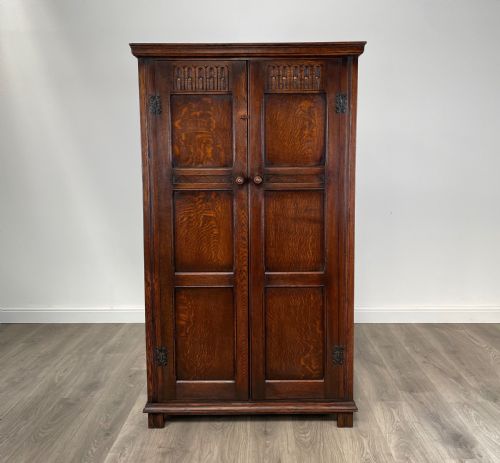 antique edwardian wardrobe in solid oak - CATEGORY: ANTIQUE CUPBOARDS - DATED EDWARDIAN