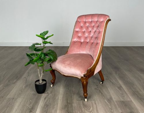antique victorian nursing chair armchair in mahogany - CATEGORY: ANTIQUE CHAIRS - DATED VICTORIAN