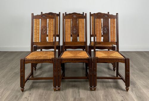 antique edwardian set of 6 dining chairs in oak - CATEGORY: ANTIQUE CHAIRS - DATED EDWARDIAN