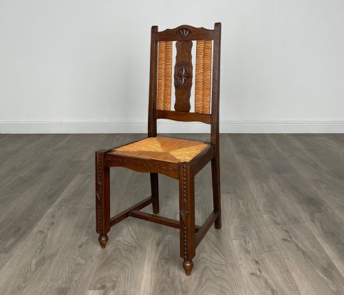 ANTIQUE EDWARDIAN SET OF 6 DINING CHAIRS IN OAK - ADDITIONAL PHOTO 1