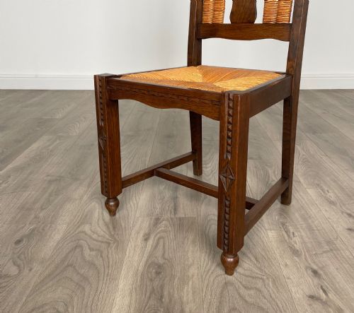 ANTIQUE EDWARDIAN SET OF 6 DINING CHAIRS IN OAK - ADDITIONAL PHOTO 4