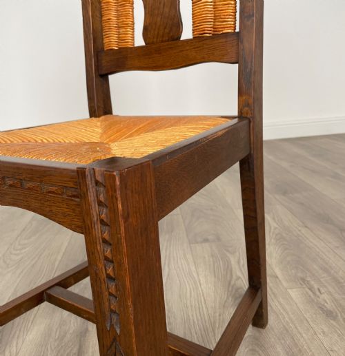 ANTIQUE EDWARDIAN SET OF 6 DINING CHAIRS IN OAK - ADDITIONAL PHOTO 5