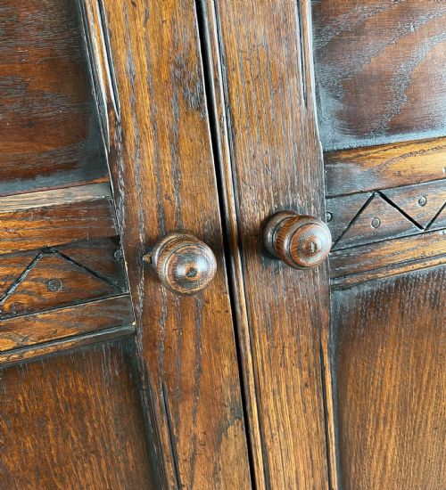 ANTIQUE EDWARDIAN SOLID OAK WARDROBE - ADDITIONAL PHOTO 11