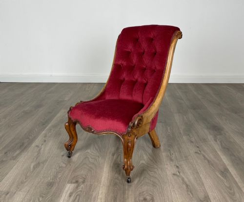 ANTIQUE ORIGINAL VICTORIAN NURSING CHAIR ARMCHAIR IN MAHOGANY - ADDITIONAL PHOTO 1
