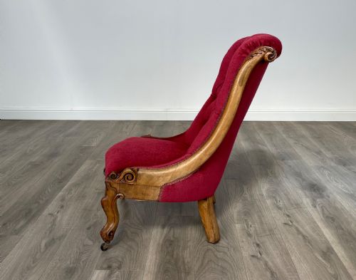 ANTIQUE ORIGINAL VICTORIAN NURSING CHAIR ARMCHAIR IN MAHOGANY - ADDITIONAL PHOTO 2